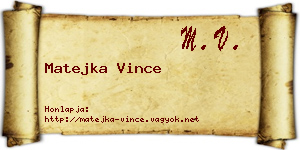Matejka Vince névjegykártya